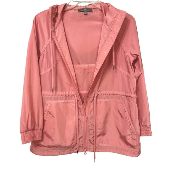 T by Talbots  Pink lightweight 
Hooded Cinched Waist Woven jacket size P - Picture 3 of 12
